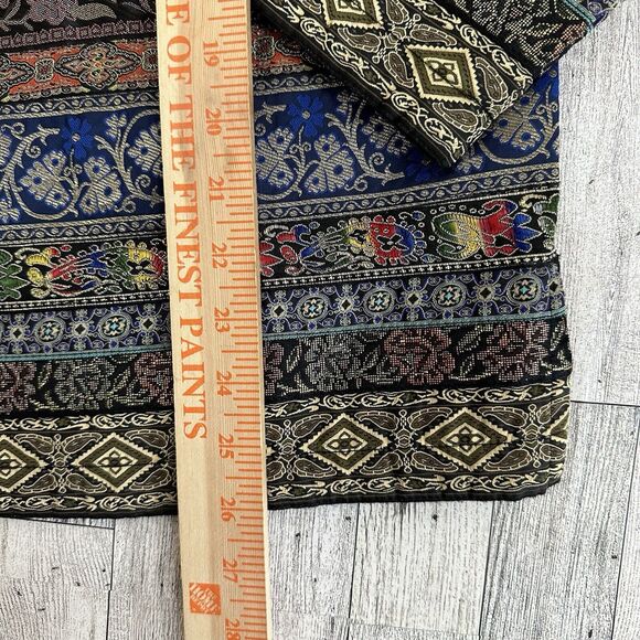Chicos Design Jacket 2/L Patchwork‎ Ribbon Striped Metallic Tapestry Art to Wear - Picture 8 of 9